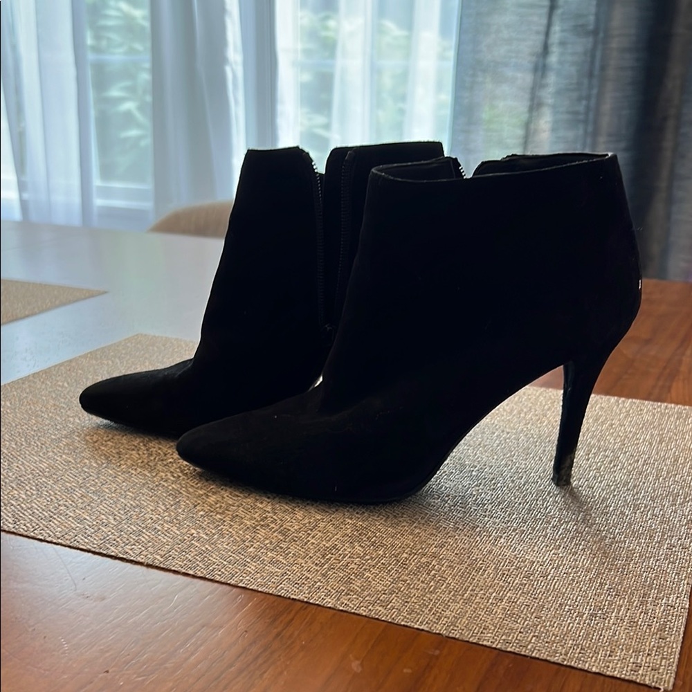 Stuart Weitzman Black Suede Pointed-Toe Stiletto Ankle Boots
